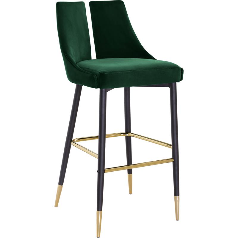 Pemberly Row Modern / Contemporary Green Velvet Stool (Set of 2)