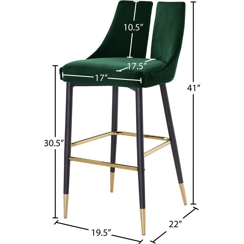 Pemberly Row Modern / Contemporary Green Velvet Stool (Set of 2)