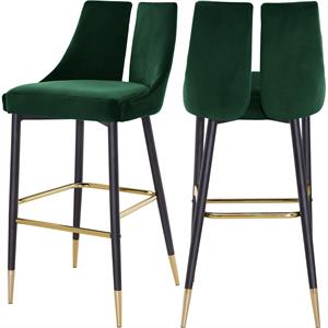 Pemberly Row Modern / Contemporary Green Velvet Stool (Set of 2)
