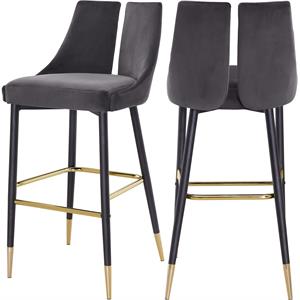 Pemberly Row Modern / Contemporary Gray Velvet Stool (Set of 2)