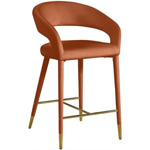Pemberly Row 26.5&quot Contemporary Velvet Stool in Soft Cognac Orange/Gold