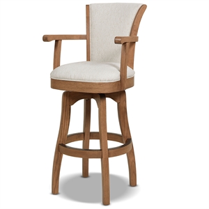 Pemberly Row 31&quot Swivel Bar Stool with Armrests White Pepper