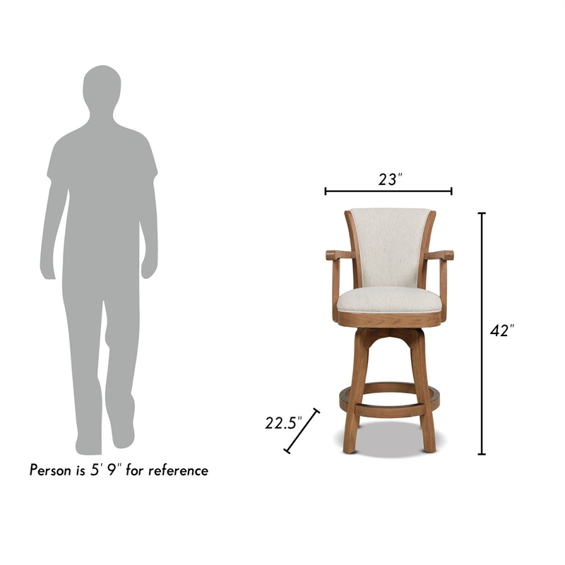 Pemberly Row 27 Swivel Counter Height Bar Stool White Pepper