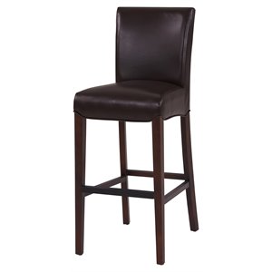 Pemberly Row Modern 30.5&quot Bonded Leather Bar Stool in Brown Finish