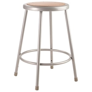 Pemberly Row 24&quot Modern Metal and Wood Heavy Duty Stool in Gray
