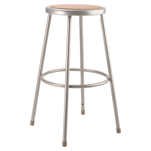 Pemberly Row 30&quot Modern Metal and Wood Heavy Duty Stool in Gray