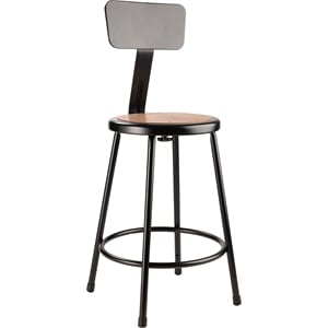 Pemberly Row 24&quot Modern Metal Heavy Duty Stool with Backrest in Black