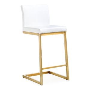 Pemberly Row 26&quot Steel/Fabric Counter Stools in White/Gold (Set of 2)