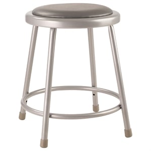 Pemberly Row 18&quot Modern Vinyl Padded Steel Metal Heavy Duty Stool in Gray