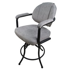 Pemberly Row 26&quot Vinyl Swivel Tilt Counter Stool in Trendy Pewter and Black