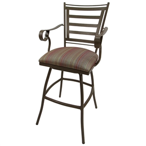 Pemberly Row 35&quot Metal Patio Spectator Swivel Bar Stool in Multi-Color