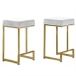 Pemberly Row Velvet Backless Counter Height Stool in White/Gold (Set of 2)