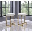 Pemberly Row Velvet Backless Counter Height Stool in White/Gold (Set of 2)