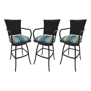 Pemberly Row Extra Tall 34&quot Bar Stool - Erin on Black Frame (Set of 3)