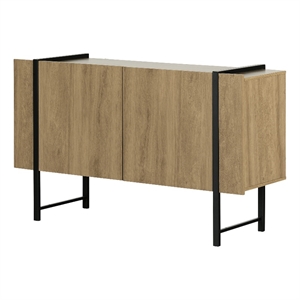 Pemberly Row 17&quotW Engineered Wood 2-Door Sideboard in Brown/Light Walnut
