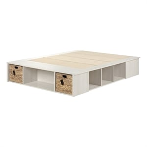 Pemberly Row 62&quotW Engineered Wood Storage Platform Bed in White