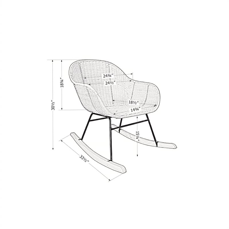 Pemberly Row Modern / Contemporary Rattan Rocking Chair Black Rattan