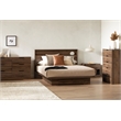 Pemberly Row Platform Bed and Headboard Set Full/Queen Natural Walnut