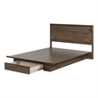 Pemberly Row Platform Bed and Headboard Set Full/Queen Natural Walnut