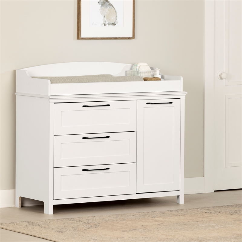 Pemberly Row Modern Changing Table with Station Wide Pure White