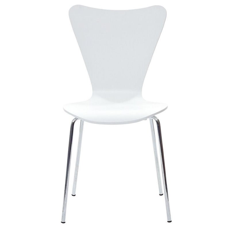 Pemberly Row Modern / Contemporary Dining Side Chair in White