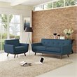 Pemberly Row Modern Fabric 2-Piece Set with Loveseat & Armchair in Azure Blue