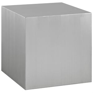 Pemberly Row Modern / Contemporary Square Metal End Table in Silver