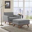 Pemberly Row Modern Accent Chair with Ottoman in Expectation Gray