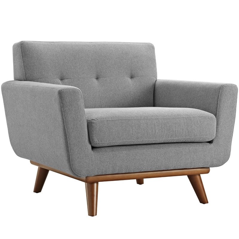 Pemberly Row Modern Accent Chair with Ottoman in Expectation Gray