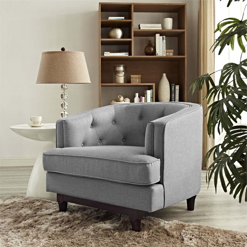 Pemberly Row Modern / Contemporary Fabric Accent Arm Chair in Light Gray