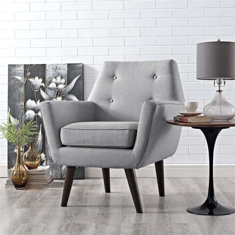 Pemberly Row Modern / Contemporary Arm Chair in Light Gray Finish