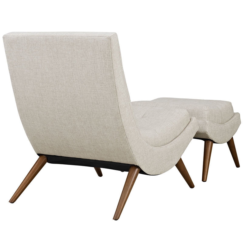 Pemberly Row Modern / Contemporary Fabric Lounge Chair and Ottoman in Sand