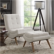 Pemberly Row Modern / Contemporary Fabric Lounge Chair and Ottoman in Sand