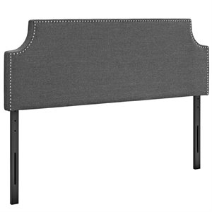 Pemberly Row Modern Fabric Upholstered King Headboard in Gray