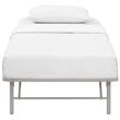 Pemberly Row Modern Stainless Steel Twin Metal Bed Frame in Gray
