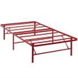 Pemberly Row Modern Stainless Steel Twin Metal Bed Frame in Red