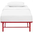 Pemberly Row Modern Stainless Steel Twin Metal Bed Frame in Red
