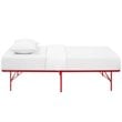 Pemberly Row Modern Stainless Steel Twin Metal Bed Frame in Red