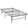 Pemberly Row Modern Stainless Steel Twin Metal Bed Frame in Silver
