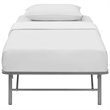 Pemberly Row Modern Stainless Steel Twin Metal Bed Frame in Silver