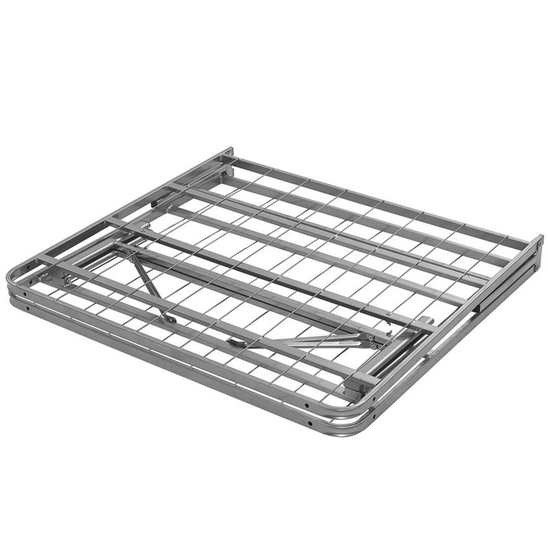 Pemberly Row Modern Stainless Steel Twin Metal Bed Frame in Silver