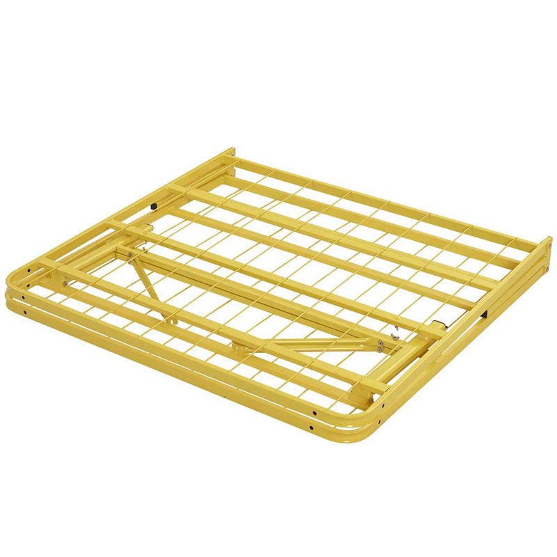 Pemberly Row Modern Stainless Steel Twin Metal Bed Frame in Yellow