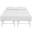 Pemberly Row Modern Stainless Steel Full Metal Bed Frame in White