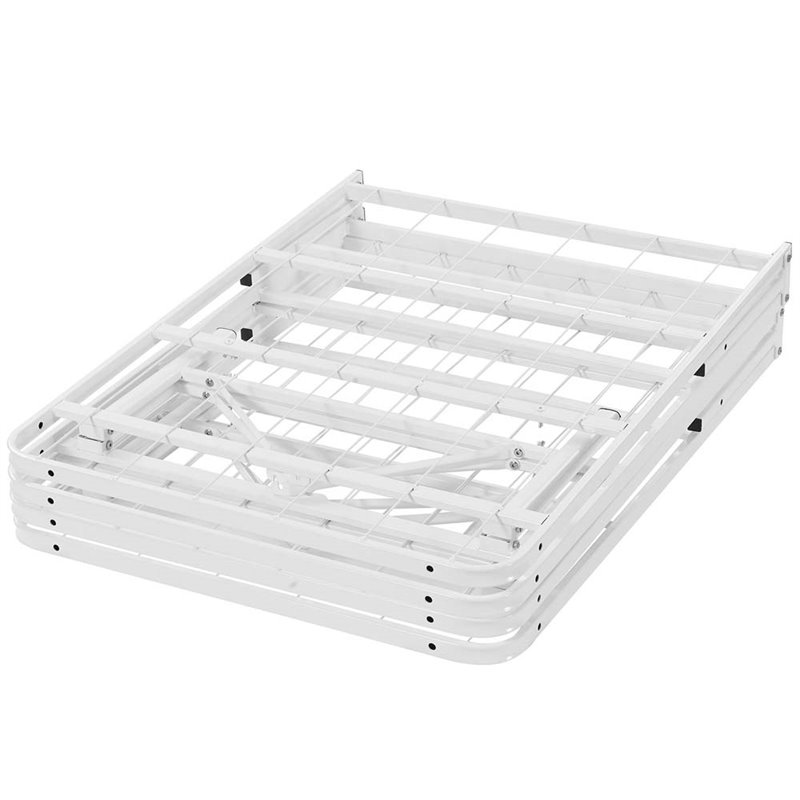 Pemberly Row Modern Stainless Steel Full Metal Bed Frame in White