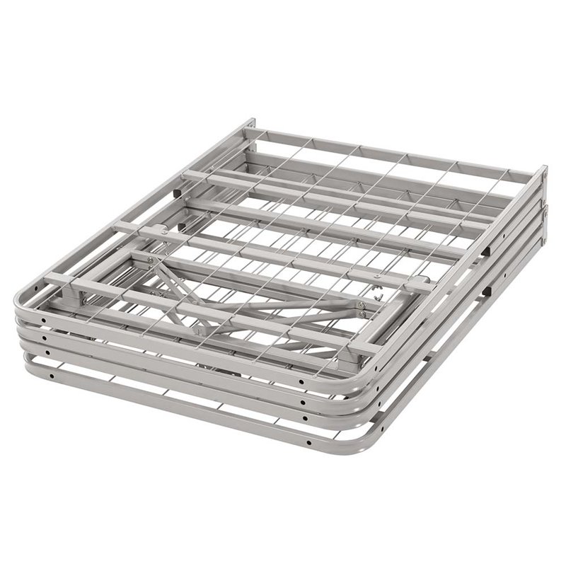 Pemberly Row Modern Stainless Steel Queen Metal Bed Frame in Gray