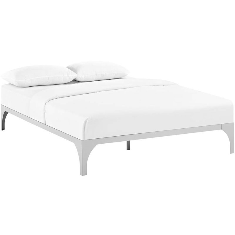 Pemberly Row Modern / Contemporary King Platform Bed in Silver