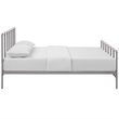 Pemberly Row Modern / Contemporary Stainless Steel Queen Metal Bed in Gray