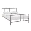 Pemberly Row Modern / Contemporary Stainless Steel Queen Metal Bed in Gray