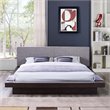 Pemberly Row Queen Fabric Panel Platform Bed in Cappuccino and Gray