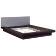 Pemberly Row Queen Fabric Panel Platform Bed in Cappuccino and Gray